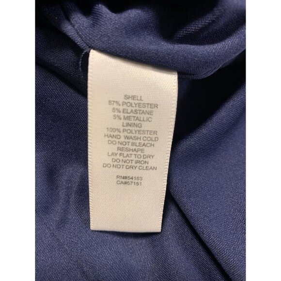 Eliza J. Blue Metallic Halter Neck Sheath Dress Size 14 - Picture 8 of 10